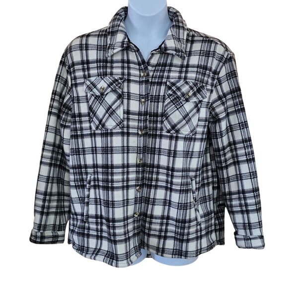 Sage Collective Plaid Sherpa-Lined Flannel Jacket boho cottagecore soft warm - Picture 1 of 9